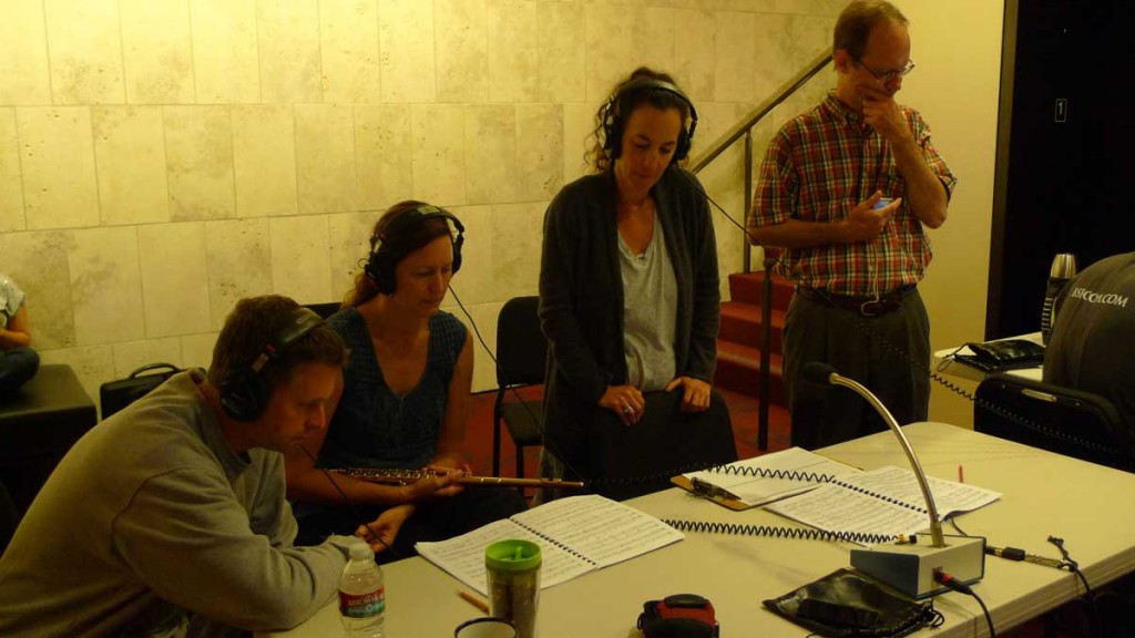The Debussy Trio (David Walther, Angela Wiegand, Marcia Dickstein) with David Evan Thomas during playback session